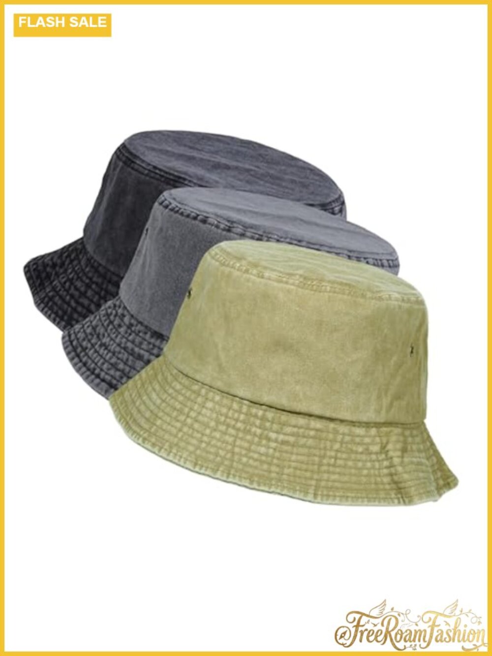 Washed Cotton Bucket Hat Packable Sun Beach Cap Breathable Wide Brim